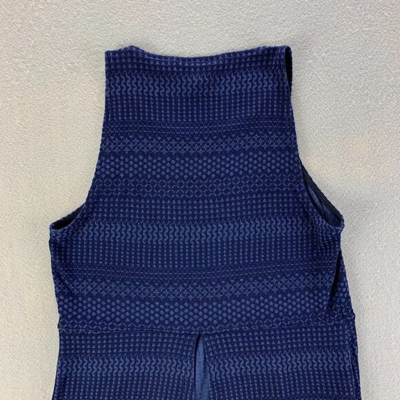 BCBG Maxazria Shirt Womens XXS Blue Black Pullover Stretch Peplum‎ Jacquard - Picture 5 of 12